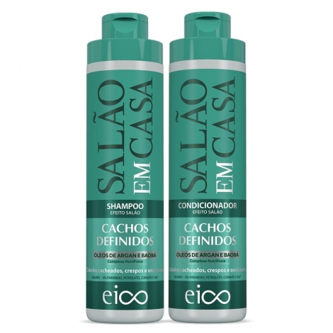 Kit Eico Salão em Casa Cachos Definidos ? Shampoo 800ml + Condicionador 750ml